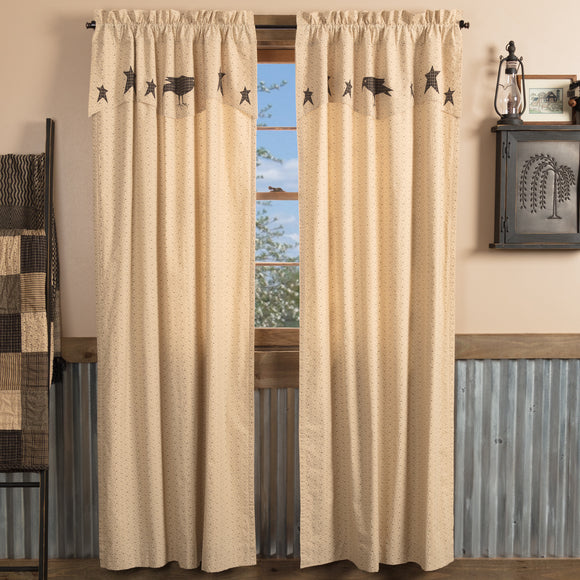 Kettle Grove Curtain Set with Attached Crow/Star Valance - Amethyst Designs Country Mercantile