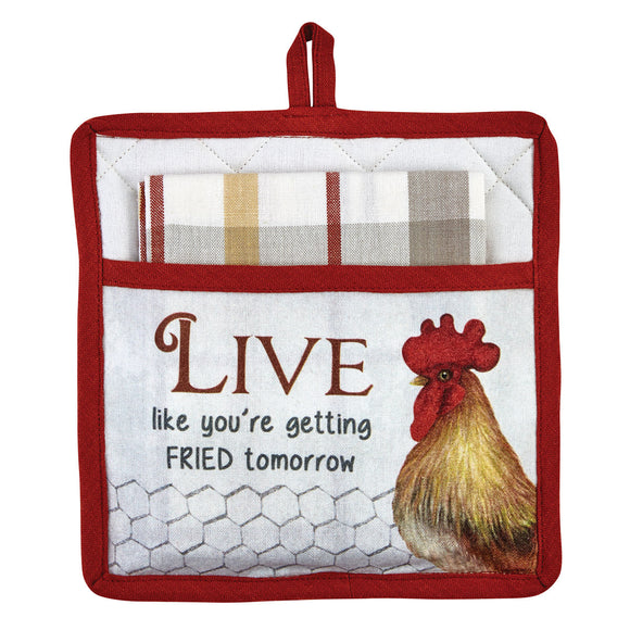 Live Like You're Fried Pocket Potholder Set - Amethyst Designs Country Mercantile