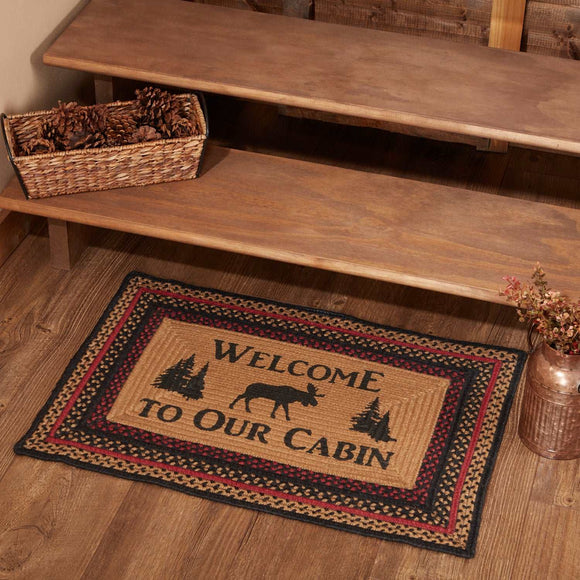 Cumberland Stenciled Moose Jute Rug ~ Welcome to the Cabin