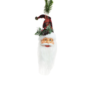 Red Plaid Santa Head Hanging Ornament
