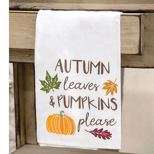 Autumn Leaves And Pumpkins Please Towel - Amethyst Designs Country Mercantile