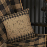 Black Check Prim Blessings 12" x 12" Pillow - Amethyst Designs Country Mercantile