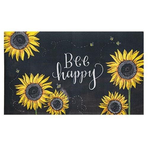 Bee Happy Sunflower and Sun Rug