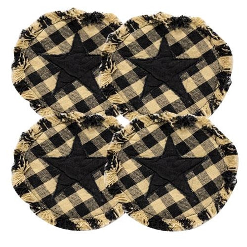 Black & Tan Check Star Coasters - Set of 4 - Amethyst Designs Country Mercantile