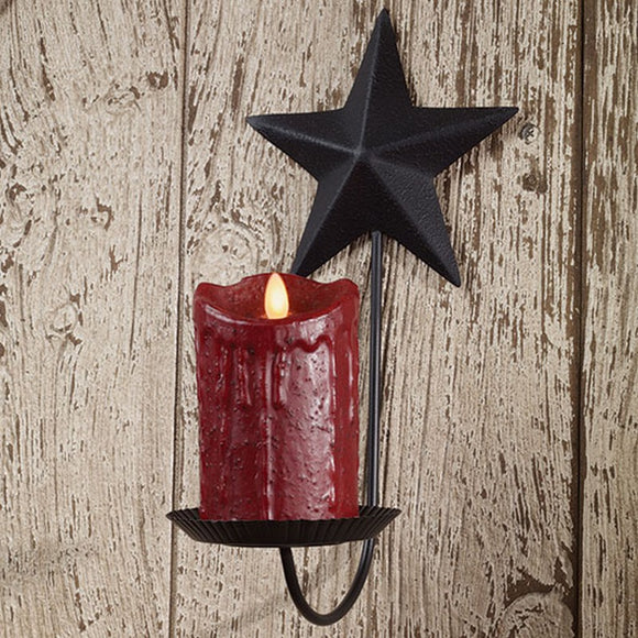 Black Star Pillar Sconce - Amethyst Designs Country Mercantile