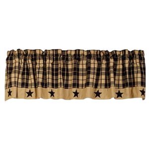 Black Farmhouse Star Lined Valance - Amethyst Designs Country Mercantile