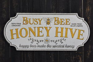 Busy Bee Honey Hive 24" Metal Sign - Amethyst Designs Country Mercantile