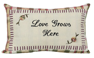 "Love Grows Here" Accent Pillow - Amethyst Designs Country Mercantile