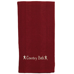 Burgundy Embroidered "Country Bath" Towel