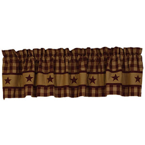 Cranberry Country Star Lined Valance