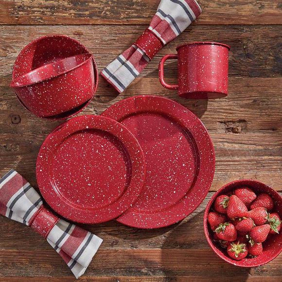 Red Granite Enamelware Dinner Plate
