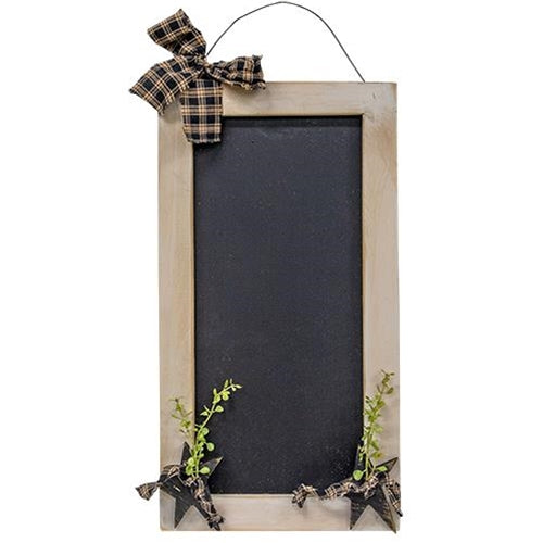 White Farmhouse Chalkboard with Stars and Berries - Amethyst Designs Country Mercantile