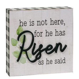 He Is Risen Box Sign - Amethyst Designs Country Mercantile