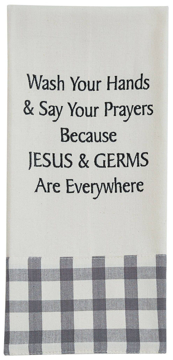 Jesus And Germs Embroidered Towel - Amethyst Designs Country Mercantile