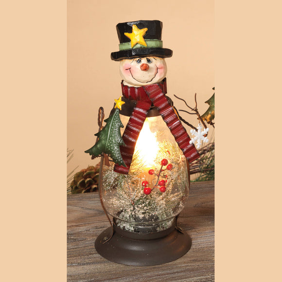 Lighted Country Snowman Lamp