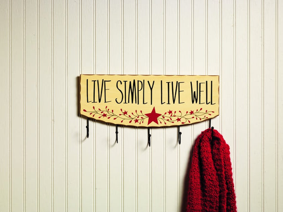 Live Simply Live Well Hook Board - Amethyst Designs Country Mercantile