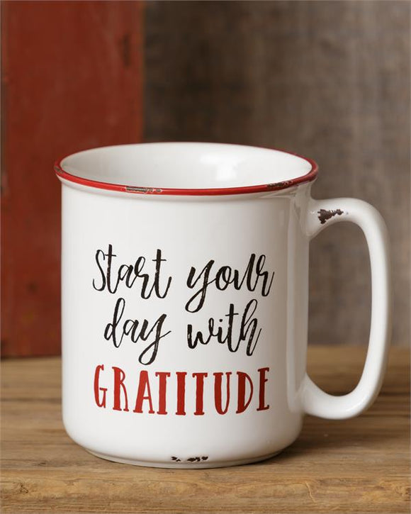Start Your Day With Gratitude 20 oz Stoneware Mug - Amethyst Designs Country Mercantile