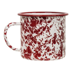 Red Splatter Enamel Soup Mug - Amethyst Designs Country Mercantile