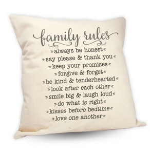 Family Rules Jumbo 18" Pillow - Amethyst Designs Country Mercantile
