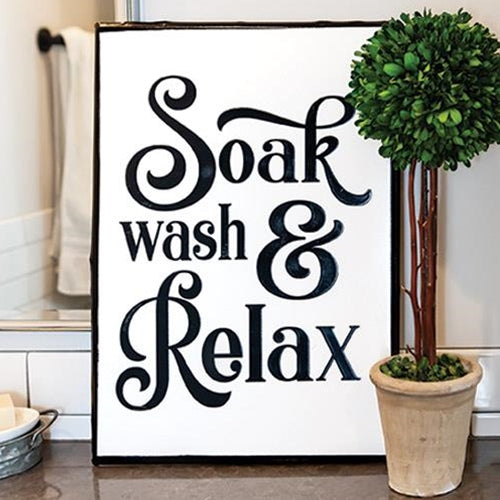 Large Soak, Wash, Relax Metal Farmhouse Sign - Amethyst Designs Country Mercantile