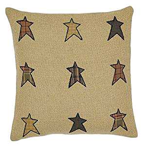 Stratton 16"x16" Tan Applique Star Pillow - Amethyst Designs Country Mercantile