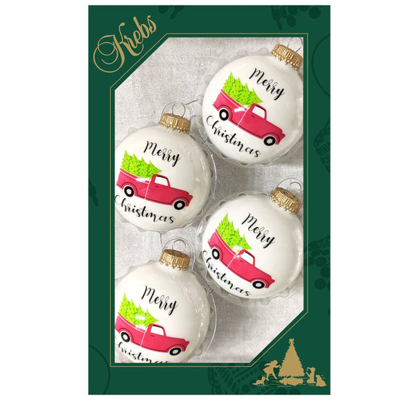 Set of 4 Red Truck Ornaments