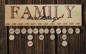 Family Birthday Calendar Sign
