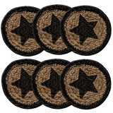 6/Set, Farmhouse Star Jute Coasters, 4" - Amethyst Designs Country Mercantile
