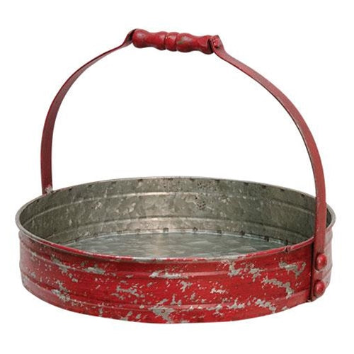 Red Distressed Metal Tray - Amethyst Designs Country Mercantile