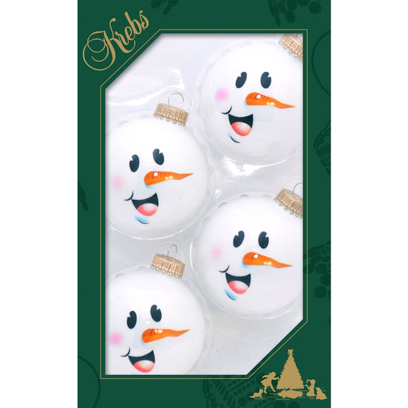 Set of 4 Snowman Face Ornaments
