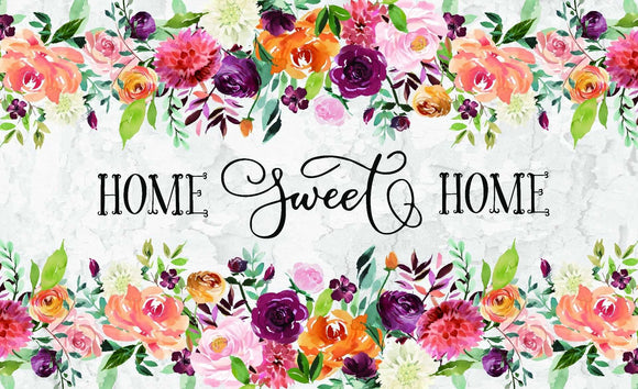 Home Sweet Home Floral Floor Mat