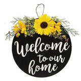Engraved 12" Round Floral Home Sign