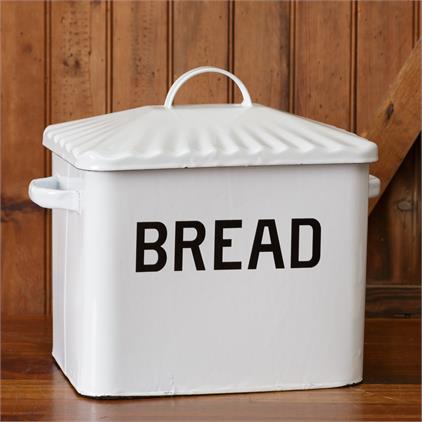 White Farmhouse Enamelware Bread Box - Amethyst Designs Country Mercantile