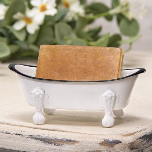 White Iron Clawfoot Tub Soap Dish - Amethyst Designs Country Mercantile